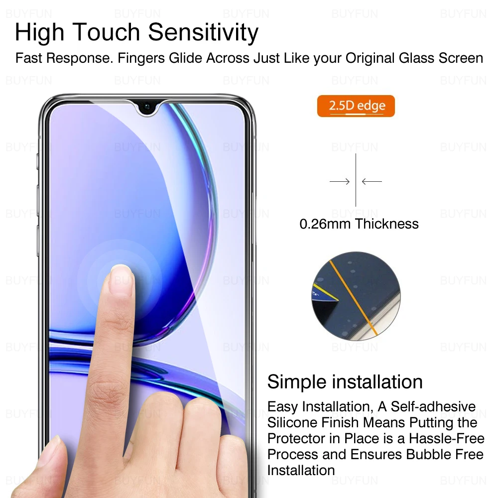 4 шт. закаленное стекло для Realme C53 C 53 защитное realmeC53 63 61 Защита экрана realme C63 C61 Narzo N63