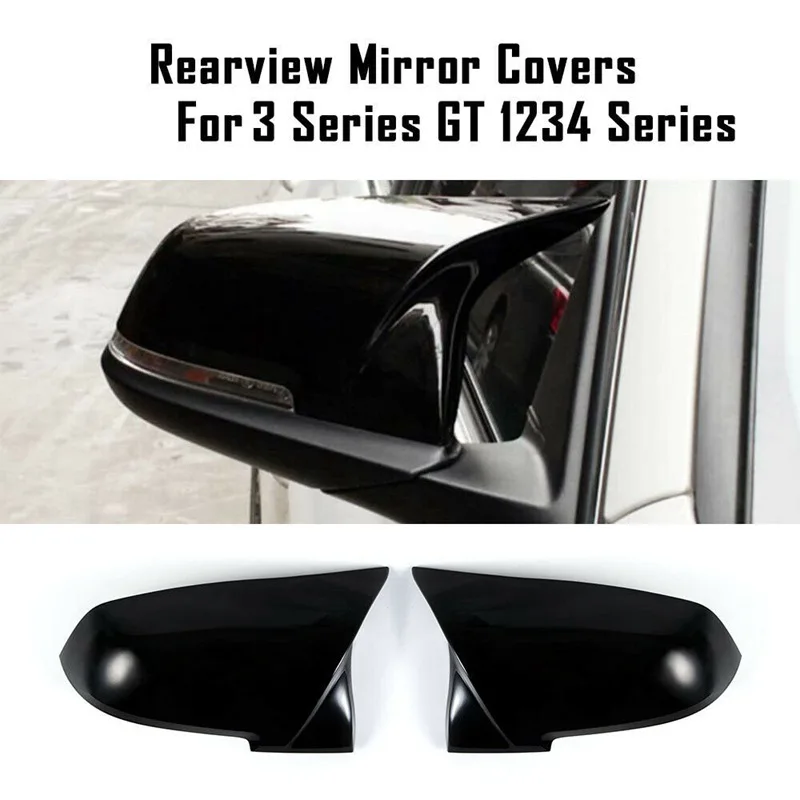 

Auto Modified Horn Rearview Mirror Shell Bright Black For BMW 1.2.3.4 Series F20 F30 M Model