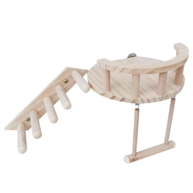 

Hamster Wooden Platform Small Pet Cage Fence Play Stand Climbing Ladder Swing Toy For Parrot Perch