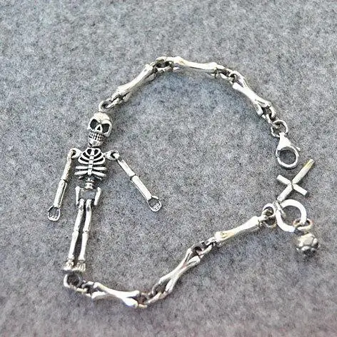 

Starfield Gothic Style S925 Sterling Silver Retro Thai Silver Men Woman Skull Personality Cross Bracelet Homme