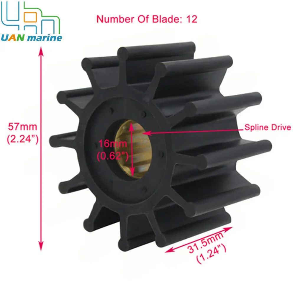 Гибкая крыльчатка насоса охлаждающей воды для Johnson 9-1027B 09-1027B9 Jabsco 1210-0003 3085-0003 18-3020