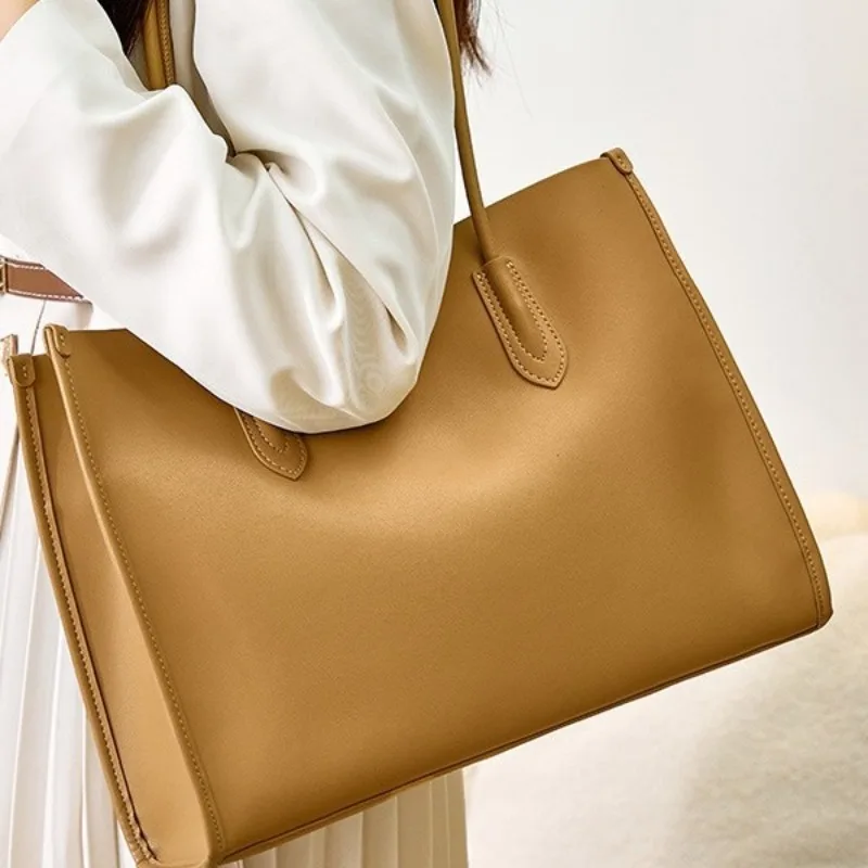 Вместительная сумка-тоут из воловьей кожи женские универсальные мягкие