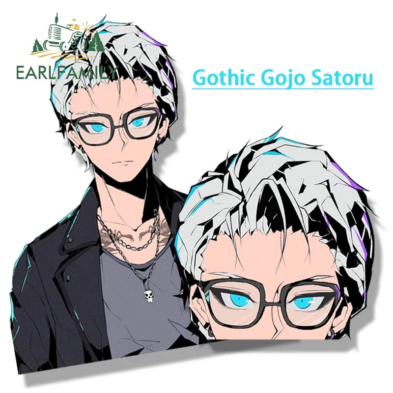 

EARLFAMILY Готическая наклейка на автомобиль Gojo Satoru Peek аниме ююютсу Kaisen уличная одежда Фан-Арт Наклейка JDM Забавный Peeker граффити наклейка s