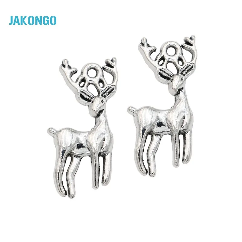 

5PCS Antique Silver Plated Deer Charms Pendants for Bracelet Necklace Jewelry Making DIY Handmade Craft 27x15mm