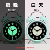 3 inch luminous alarm clock metal frame twin bell 3d dial usb desktop clock with backlight nightlight for home office kids