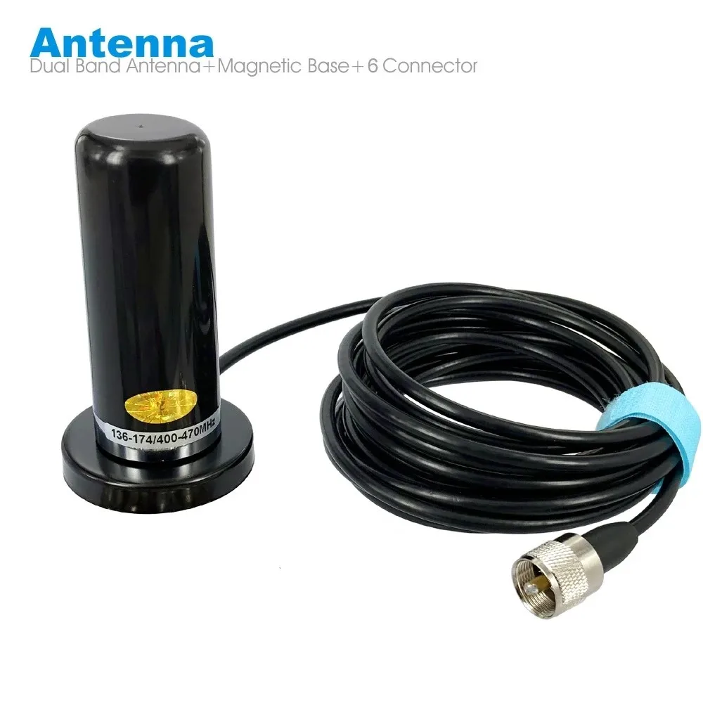 Walkie Talkie Car Radio Dual Band VHF UHF Antenna PL259 5M Coaxial Cable Magnetic Mount Base and SMA-F SMA-M BNC Connector
