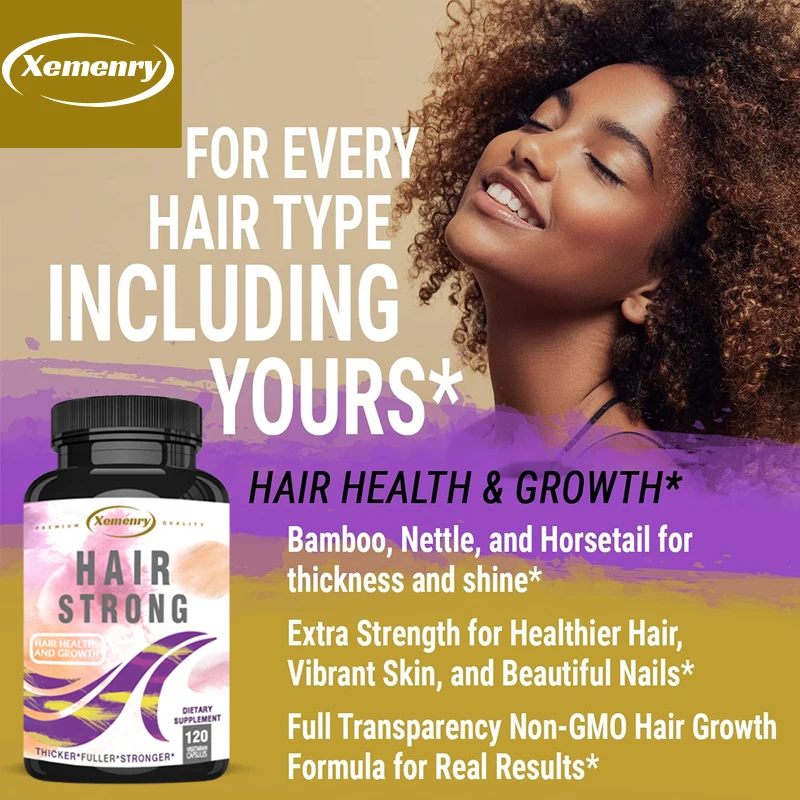 

Hair Growth Vitamins with Biotin, Keratin and Collagen for Healthier Hair, Skin and Nails Non-GMO 120 Capsules