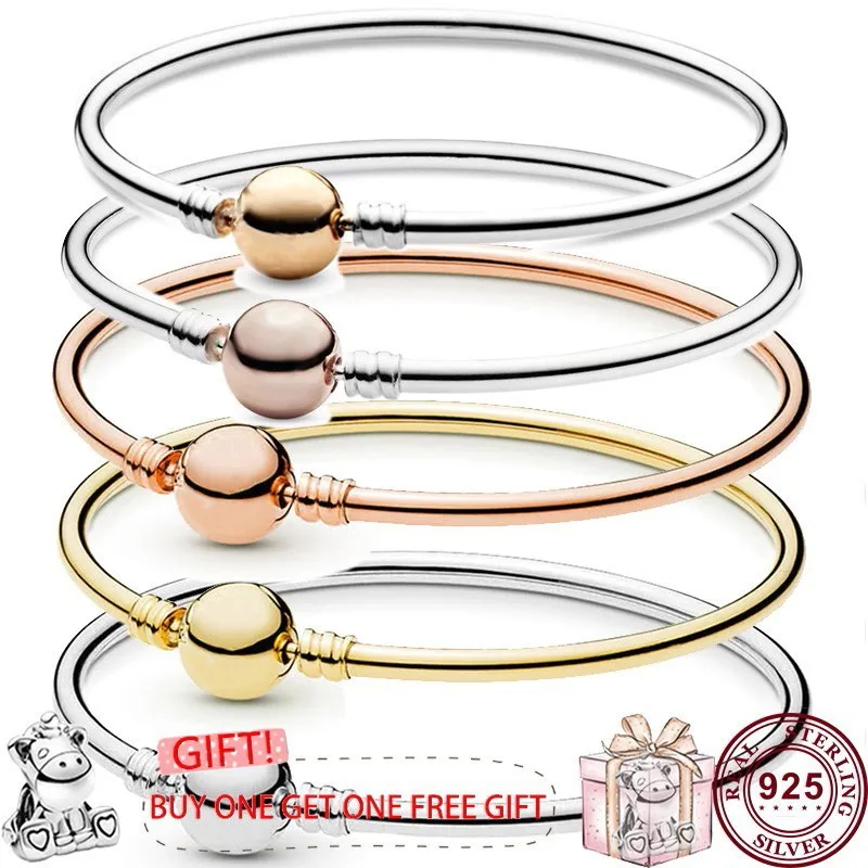 

Популярный Блестящий женский браслет из серебра 925 пробы с круглой кнопкой используется для оригинальных женских Модных ювелирных украшений высокого качества