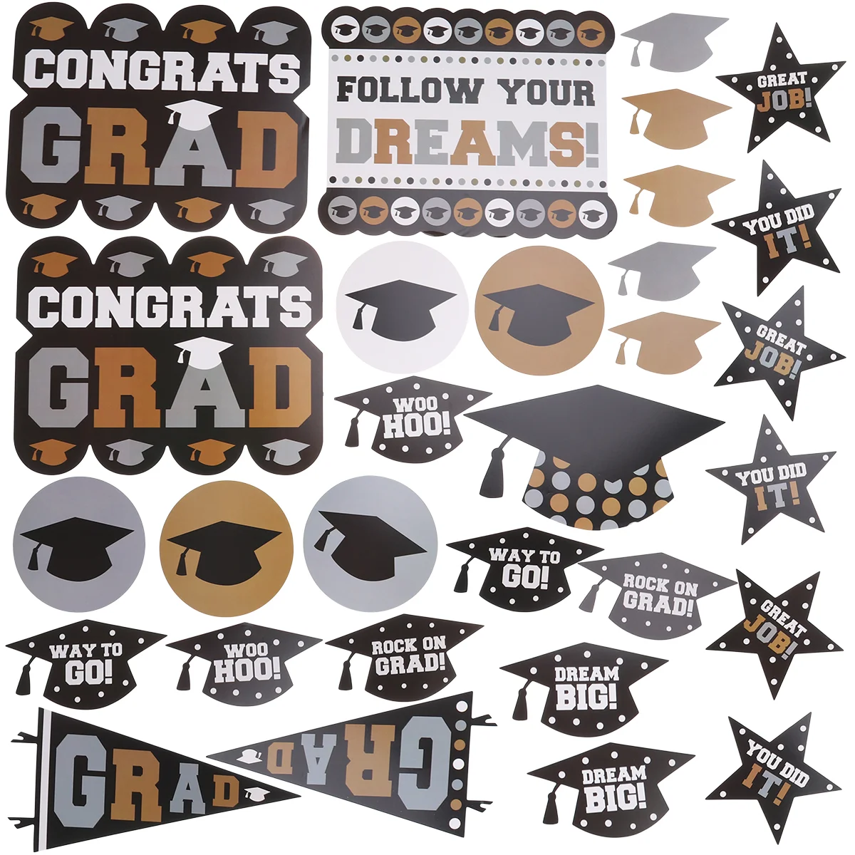 

30 Pieces Photo Booth Props Glitter Doctorial Funny Images Pose Sign Cutout Graduation Party Favor Supplies
