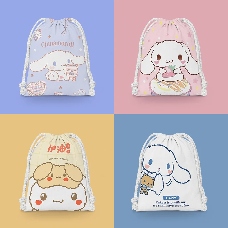 

Sanrio японская Милая коричная шнуровка мультяшная маленькая тканевая сумка подходит для студентов сумка для хранения портативная косметичк...