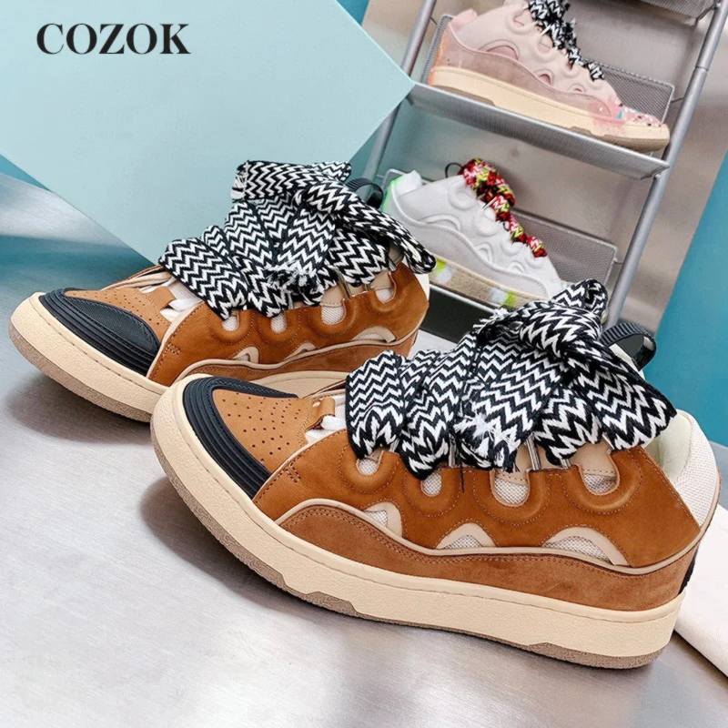 

Высококачественные трендовые парные повседневные туфли, классические разноцветные радужные туфли из воловьей кожи на шнуровке с движущимся хлебом для осени и зимы