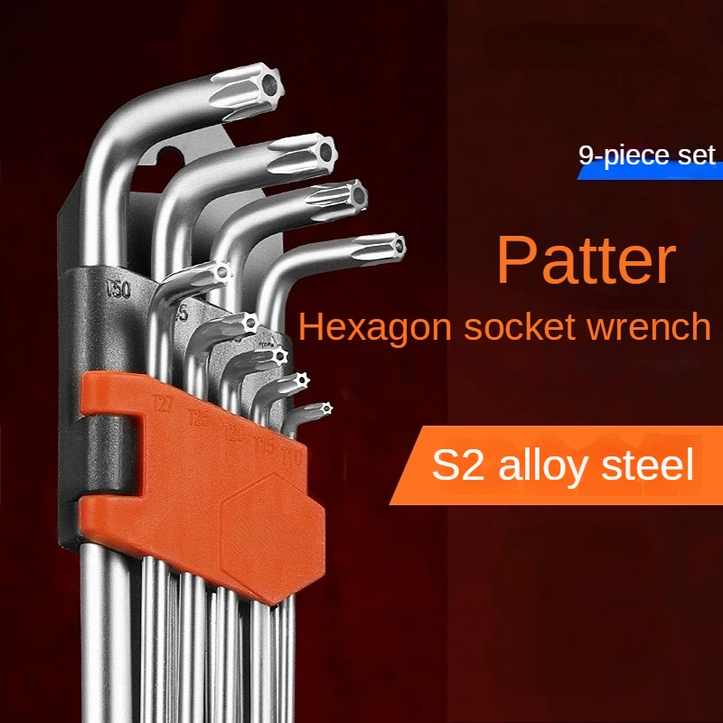 

9pcs Allen Wrench Set Hex Wrench Adjustable Wrench Portable L-Screw Nut Wrench Ball Hex Torx Head Repair Tool Kit