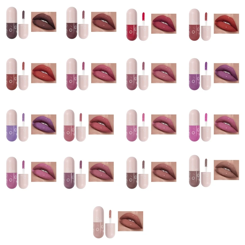 

Mini Capsule Lip Glaze Smooth Moisturizing Lip Gloss Liquid Lipstick 17 Colors Drop Shipping