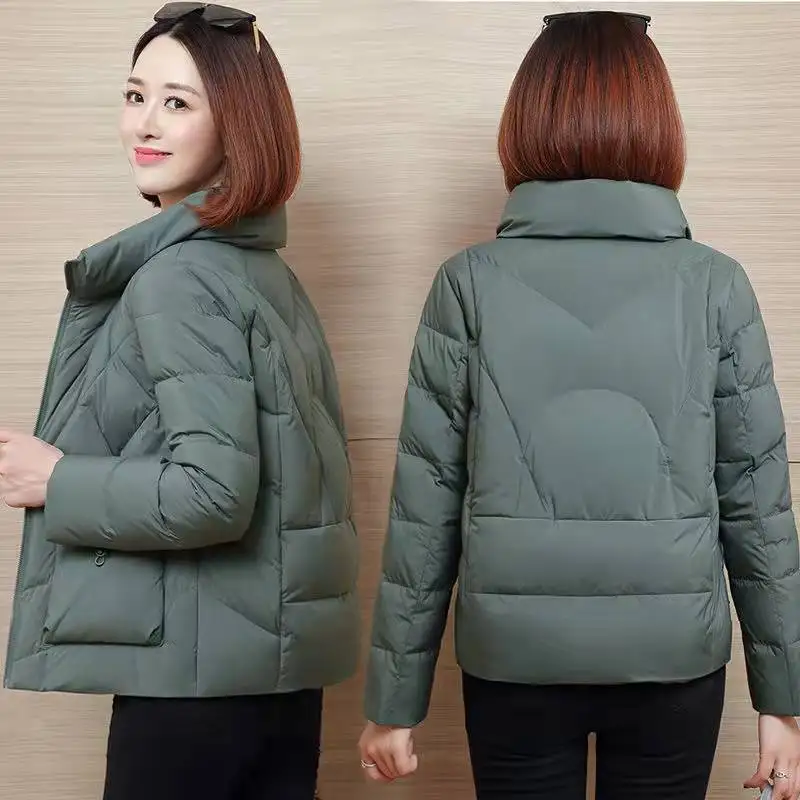 2023 New Down Cotton Jacket Women Fashion Short Slim Korean Casual Winter Coat Jackets Female Outerwear Parkas Overcoat C04