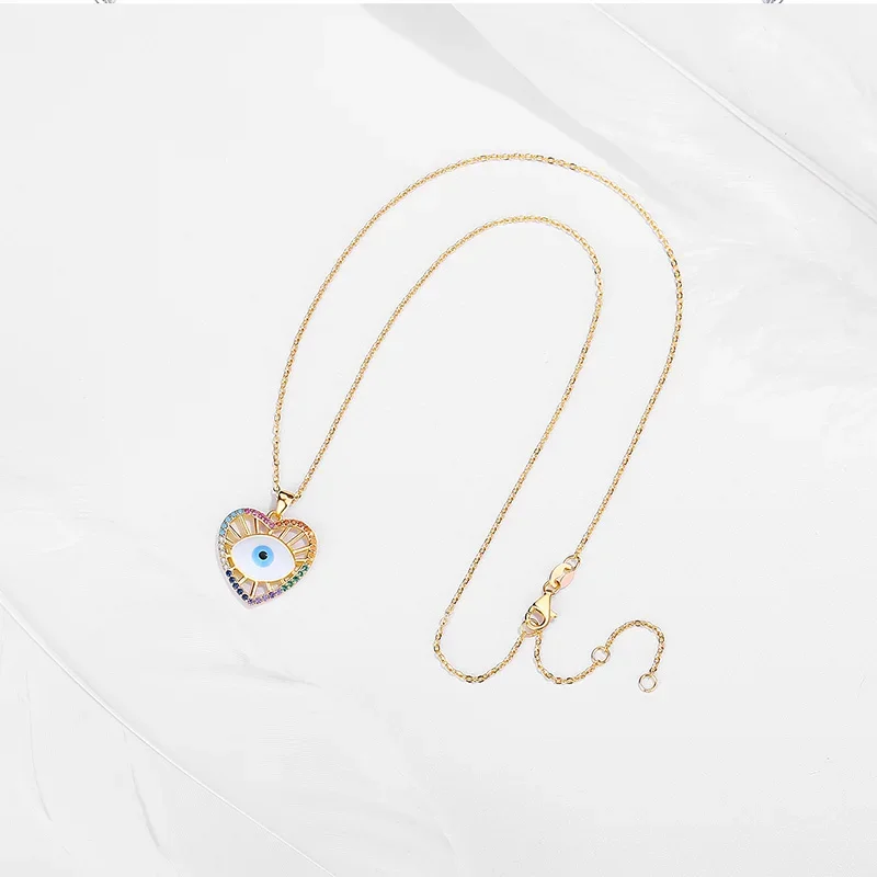 Женское колье с подвеской в виде сердца из серебра 925 пробы