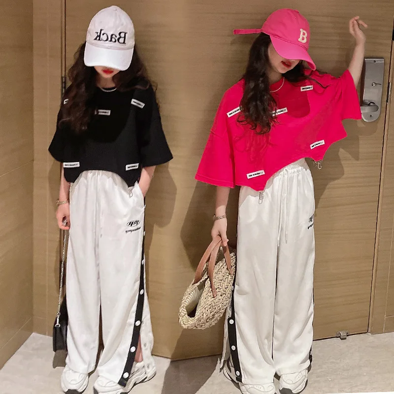 

Детская танцевальная одежда для девочек, лето 2022, уличные танцевальные костюмы, тренировочная одежда, модные костюмы в стиле хип-хоп для дев...