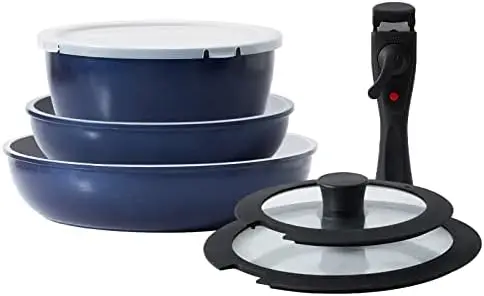

and Pans with Removable Handle, Cookware Set with Ceramic Nonstick Coating, Suitble for Camping | RV, Dishwasher Safe | Ovens Sa
