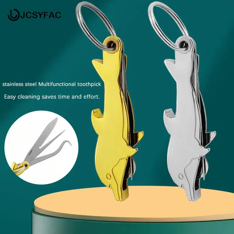 

Multifunctional Stainless Steel Toothpick Folding Knife Gift Bottle Opener Self-defense Tool Anti-plug Tooth Crochet Fruit