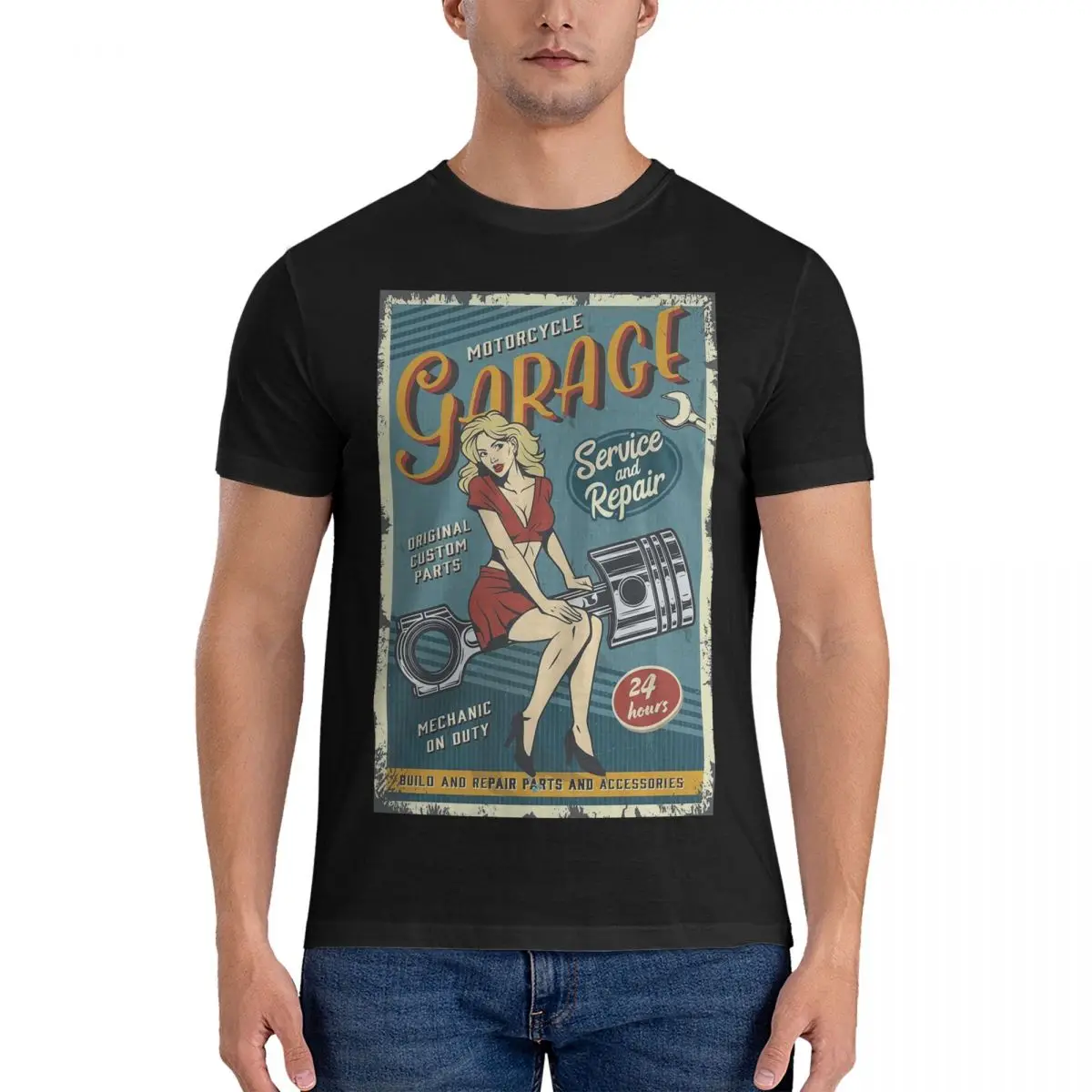 Футболка Pinup для девушек с мотоциклом и гаражом мужские хлопковые футболки