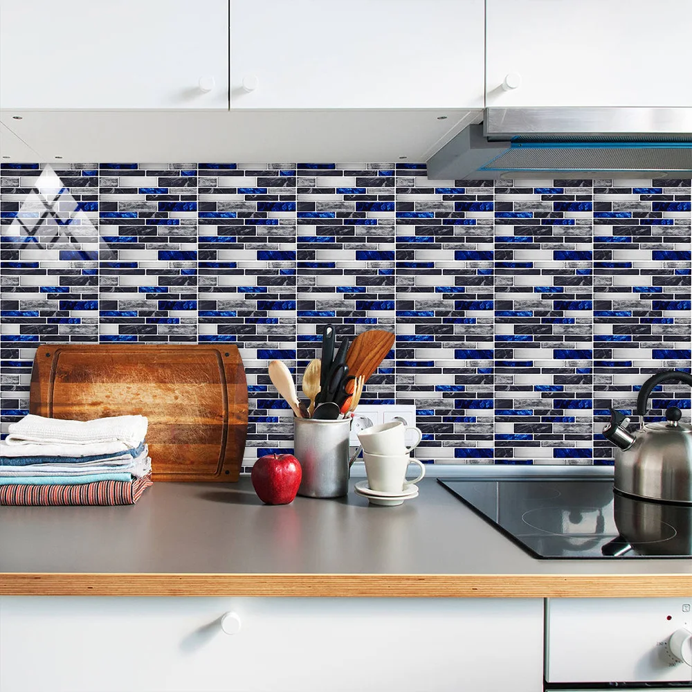 

Kitchen Oilproof and Waterproofsticker 10Pcs Simulation Marble Tile Stickers Self-adhesive Wall Stickers Living Room Decorative