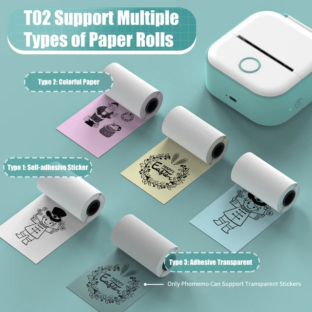 Phomemo T02 Portable Mini Wireless Thermal Pocket Printer Self-adhesive Stickers Use for DIY,Journal Sticker impresora portátil 3