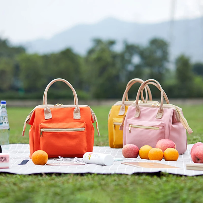 

Picnic Lunch Bag Women Kids Candy Color Large Waterproof Insulated Lunch Box Tote Cooler Bento Pouch Portable Food Storage Bags