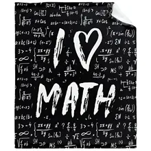 I Love Math 플러시 플란넬 낮잠 담요, 여행 피크닉 침대, 소파 따뜻한 담요, 사계절 맞춤형 축제 선물