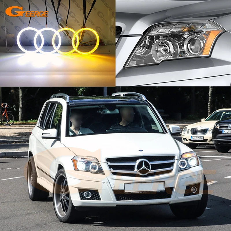 

For MERCEDES BENZ GLK X204 2008 2009 2010 2011 2012 Ultra Bright Switchback Day Light Turn Signal LED Angel Eyes Kit Halo Rings