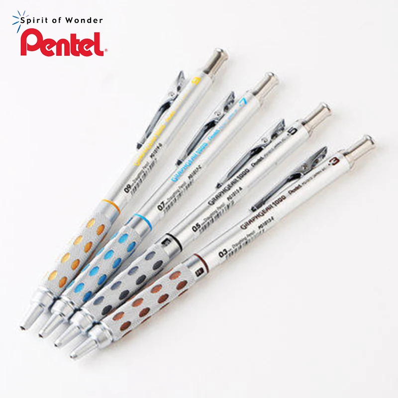 4 Pentel GRAPHGEAR 1000 Mechanical Drafting Pencil Set PG1013/15/17/19(0.3/0.5/0.7/0.9mm) Mechanical Pencil 0.5 Stationery