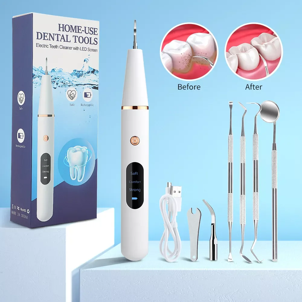

Dental Scaler Electric Oral Teeth Tartar Remover Calculus Plaque Stains Cleaner Removal Teeth Whitening Tool with LED