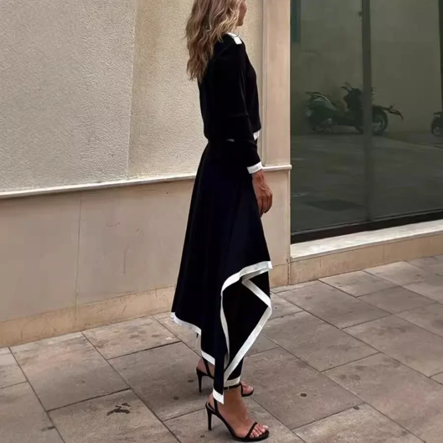 Женский костюм из двух предметов асимметричная Однотонная юбка с круглым