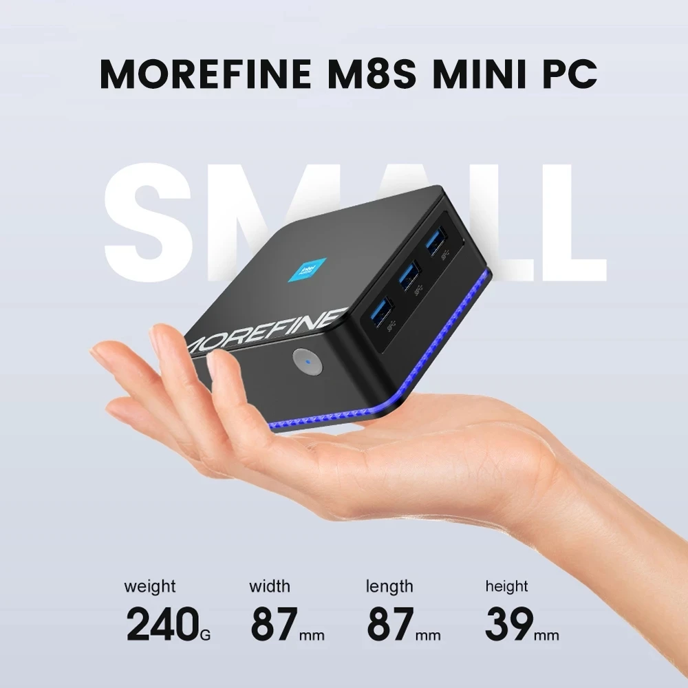 

Morefine M8S Mini PC Windows 11 Intel 11th Gen N5105 DDR4 2933MHz Ultra Compact Pocket Computer Dual LAN 3x4K@60Hz WiFi6 BT5.2