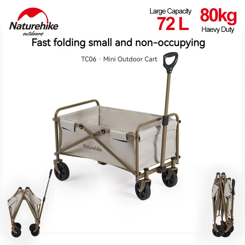 

Naturehike Folding Small Trolley Cart Wagon Handcart Pushcart for Camping Picnic Outdoor Tool Portable 72L Capacity Bearing 80kg