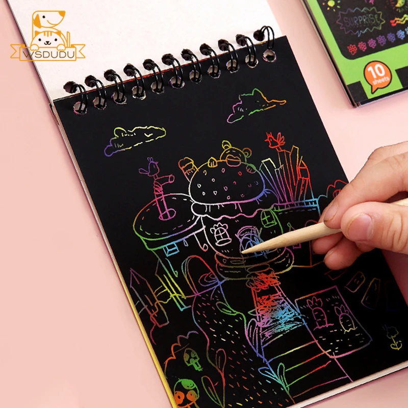 Набор для рисования Радуга 30 листов 3 шт. 3PCS скребок книги наборов DIY Magic Rainbow