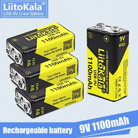 LiitoKala USB-9V литиевая перезаряжаемая батарея 9В