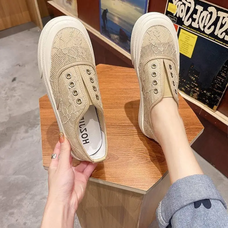 

Women Footwear Loafers Black Ladies Shoes Mesh Breathable Low Slip on Walking Free Shipping Price Daily Routine Vulcanized for A