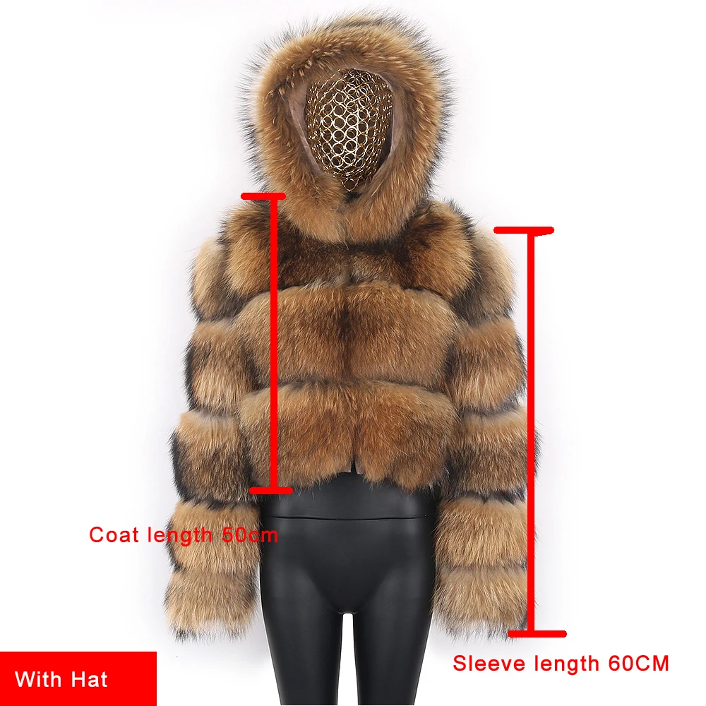 50cm New Arrival Real Fox Fur Coat with Sleeve and Collar Removable Women Winter Short Jacket Fashion High Quality Fox Fur Coats