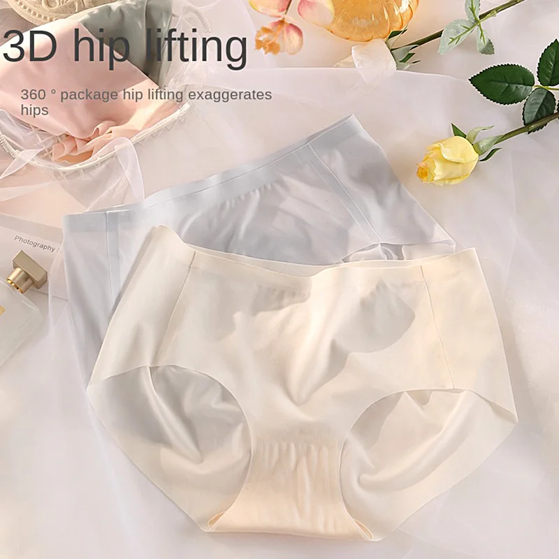 

Plus Size Underwear Women's Panties Ice Silk Solid Color Ladies Seamless Underpants Girls Briefs Breathable Sexy Lingerie Female