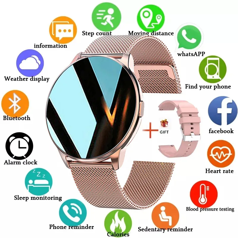

LIGE 2021 New Fashion Ladies Smart Watch Full Screen Touch IP68 Waterproof Heart Rate Monitoring Women's Watches For Android IOS