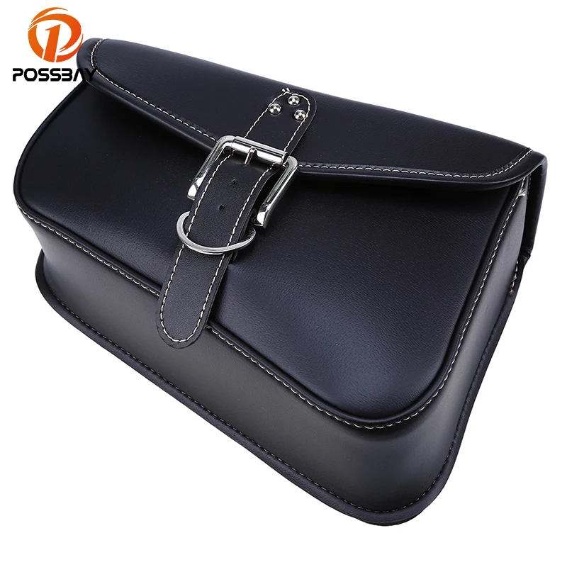 

Сумка на седло для мотоцикла POSSBAY, боковые сумки, черная сумка из искусственной кожи для инструментов, сумка для хранения для Harley Iron 883 Sportster 1200, уличный карман для мотоцикла