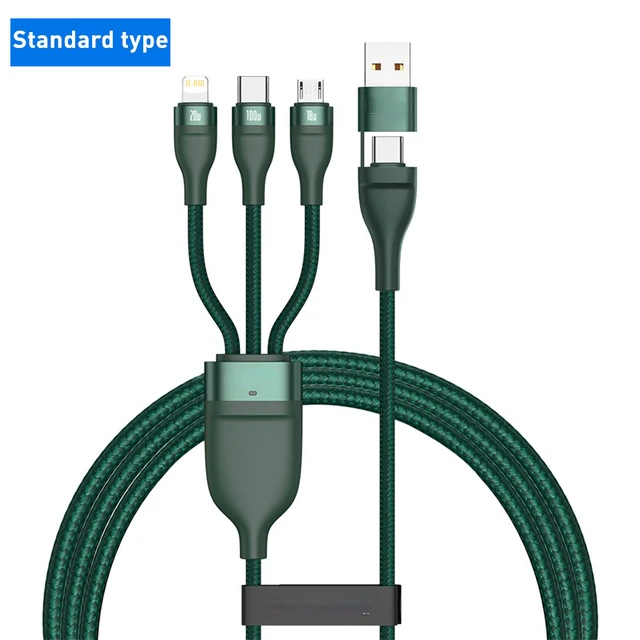 3 in 1 USB C Cable for iPhone 13 12 Pro 11 XR Charger Cable 100W Micro USB Type C Cable for Macbook Pro