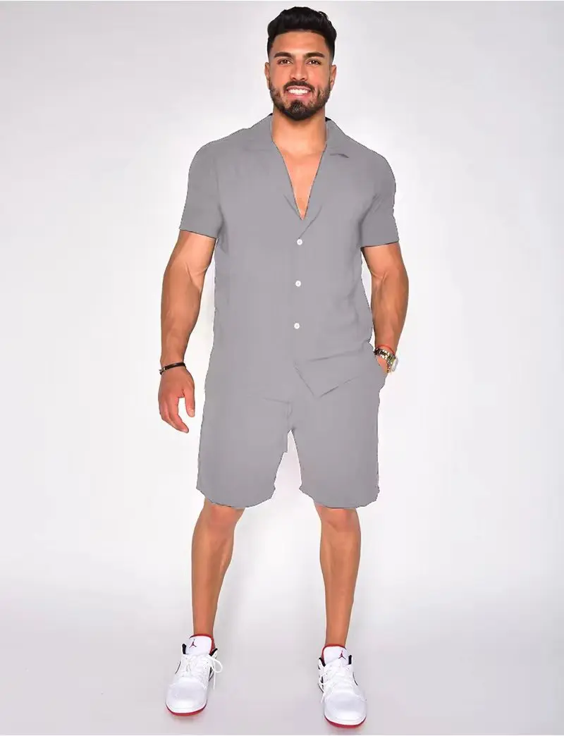 New Men's Classic Fashion Solid Color Cotton Linen Two-Piece Men's Casual Large Size Summer 2023 Comfortable High-Quality Suit