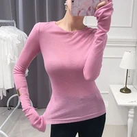 2022 new sexy shirt women t shirt long sleeve korean style slim basic elasticity tshirt top womens clothing t shirt femme