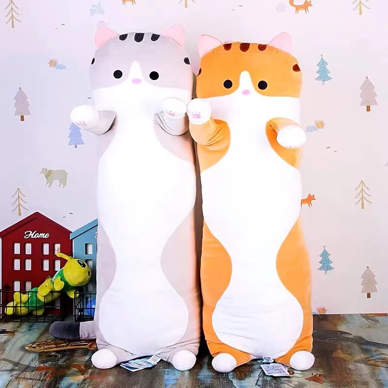 

Симпатичная мягкая длинная подушка в виде кошки 50 см, Мультяшные плюшевые игрушки, набивная Подушка для сна в офисе, кровать, подушка для сна...