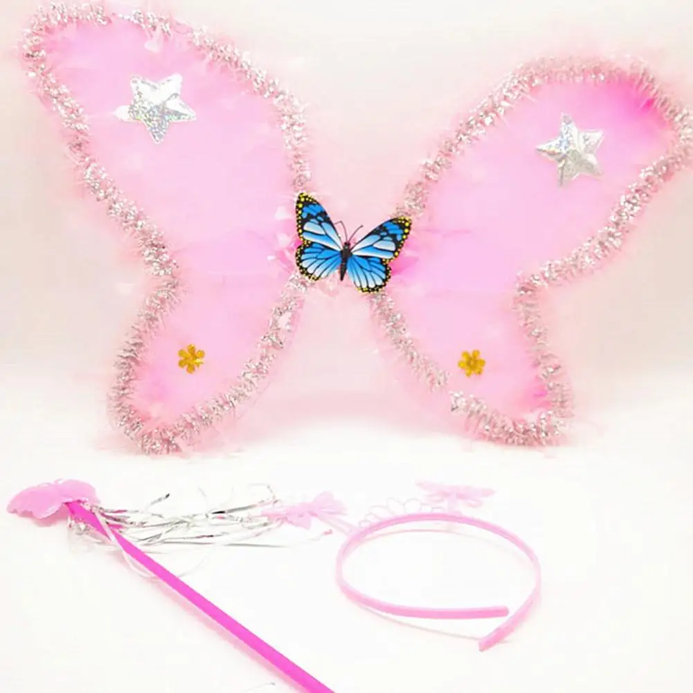 

Decorative Elf Wing Fairy Wand Reusable Girls Kids Party Performance Angel Wing Kit Anti-fade Butterflies Wing for Festival
