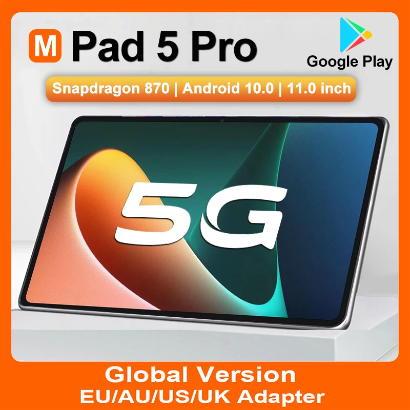 

World Premiere Pad 5 Pro Tablet 11 Inch Snapdragon 870 Tablette 12GB RAM 512GB ROM Dual SIM Global Version 5G Tablets Android 10