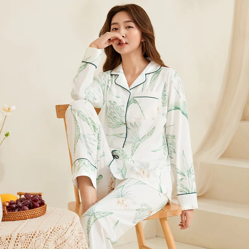 New loose cotton lactation pajamas spring and summer thin postpartum feeding clothes pregnant women long sleeve set