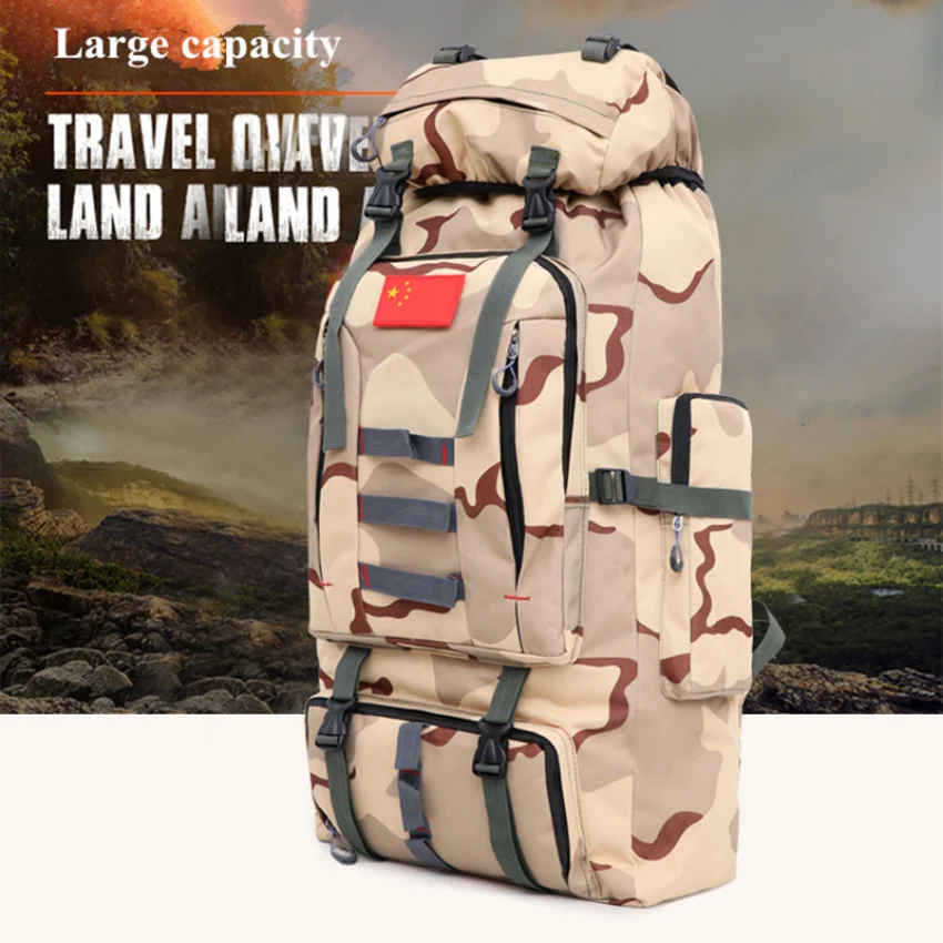 

80L Large Capacity Military Backpack Men's Bag Multifunction Waterproof Oxford Hike Camp Backpacks Wear-resisting Travel Duffle