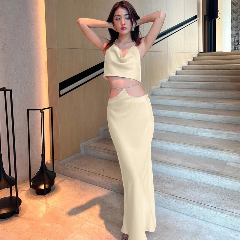 

Sylph Summer Party Club Dresses Sets Women 2 Piece Outfits 2022 Elegant Bodycon Fashion Sexy Strapless Skirt Set Clothing