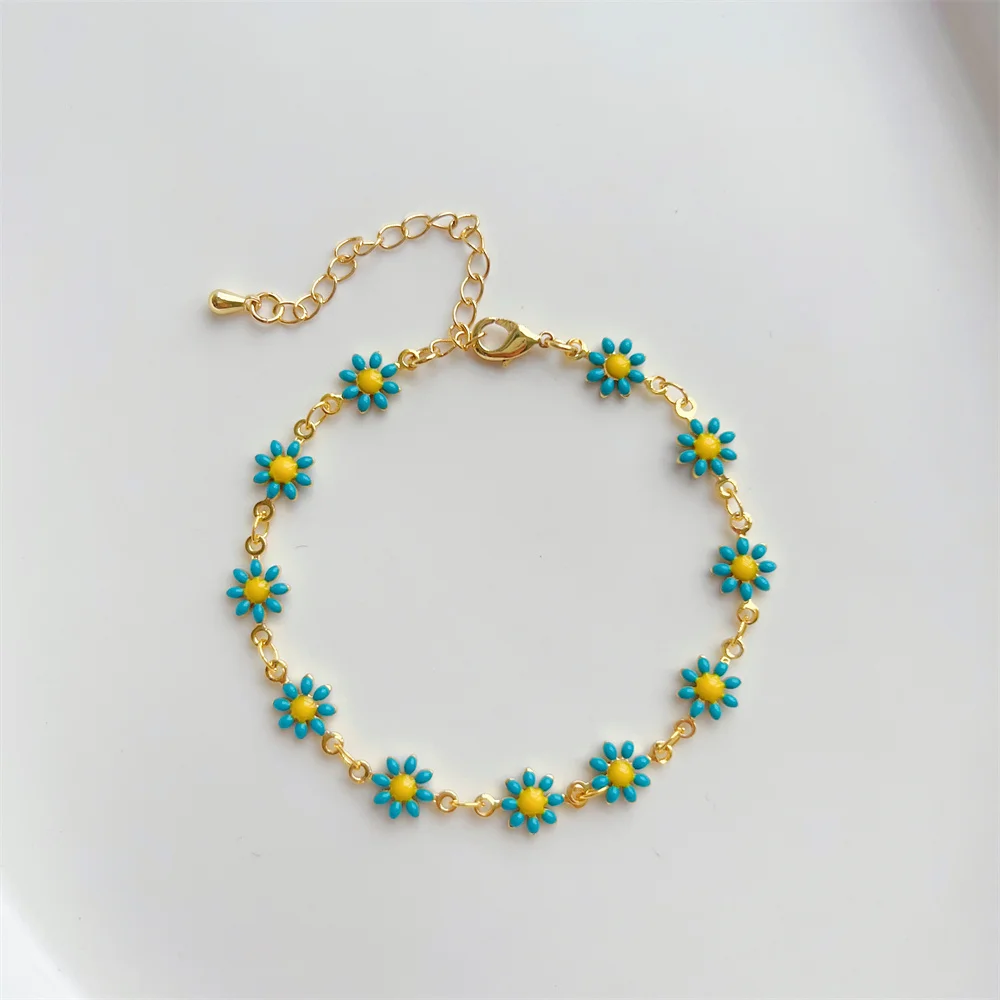 

KKBEAD Flower Daisy Bracelet Jewelry for Women Jewellery Simple Link Chain Bracelets for Girl Friend Pulseras Mujer Moda 2023